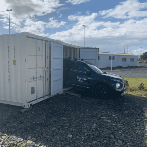 Self storage Hamilton by Storageville - this picture shows a ute half parked inside a storage container to show the amount of space available in a unit.